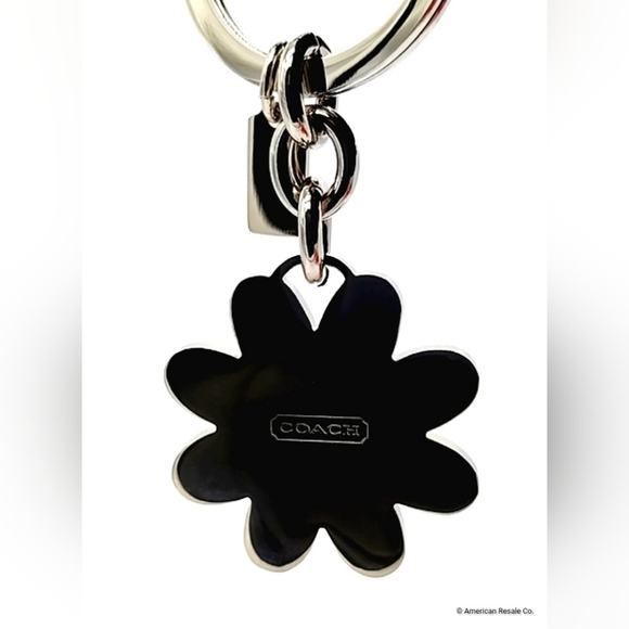Coach Signature Blue Enamel Daisy Flower Fob Keychain Purse Handbag Tag Charm - Picture 5 of 6